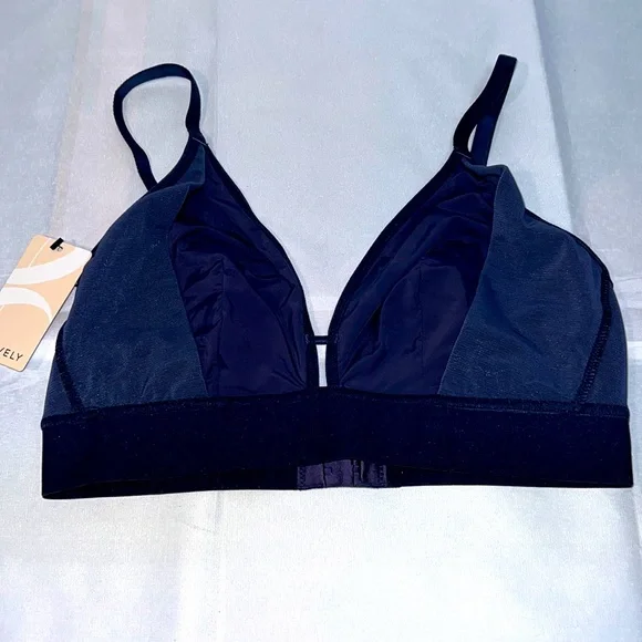 Lively The Busty Stripe Mesh Bralette,Elastic Stretch Band, Plunge Front Size 2 - Picture 3 of 7